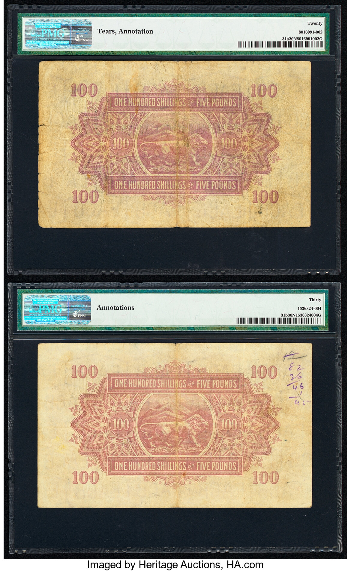 image for: East Africa  100 shillings = 5 pounds(B220g)