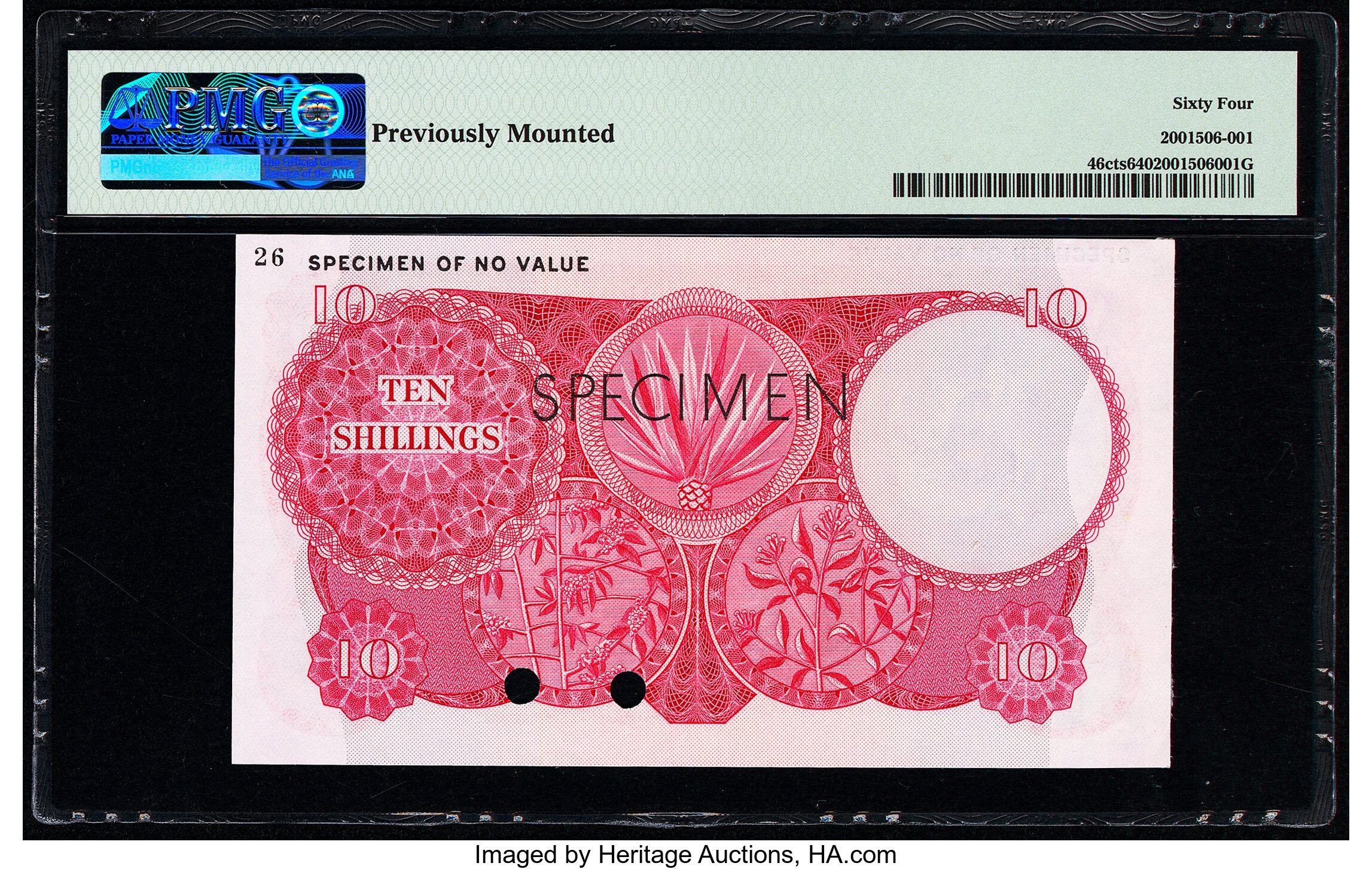  Diagonal red SPECIMEN ovpt front/back; horizontal red SPECIMEN OF NO VALUE ovpt upper left front/back; horizontal black # ovpt upper left back; no date; no sig ; all-zero s/n  thumbnail 11