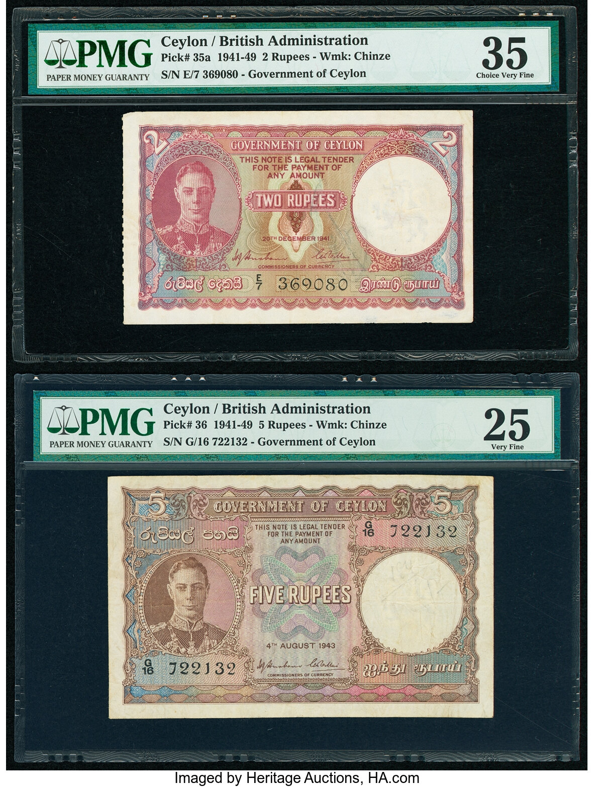 image for: Ceylon  2 rupees (B227a)