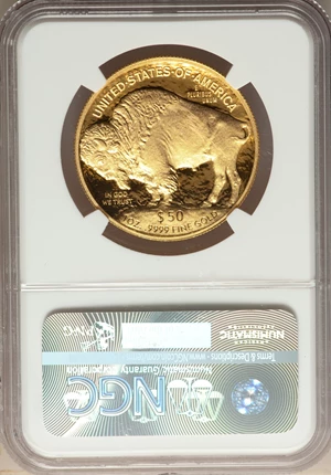 image for: 2016-W $50 One-Ounce Gold Buffalo, 10th Anniversary, Moy Signature, PR70 Ultra Cameo NGC. .9999 Fine Gold. NGC Census: (225...