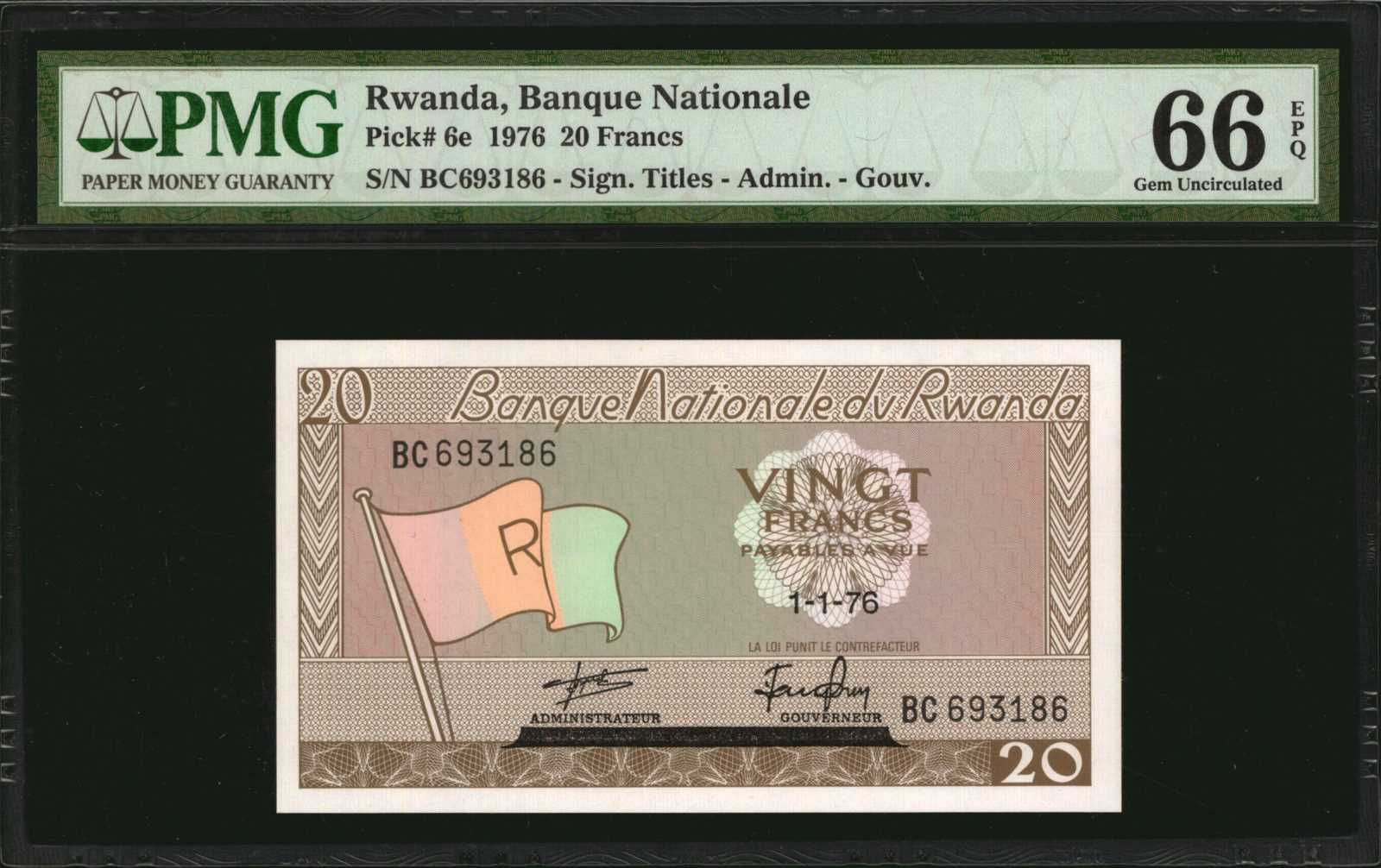 image for: Rwanda  20 francs(B106d)