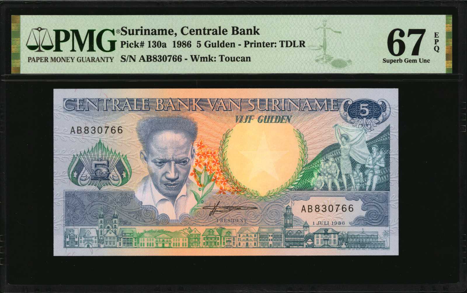 image for: Suriname  100 gulden (guilders)(B519a)