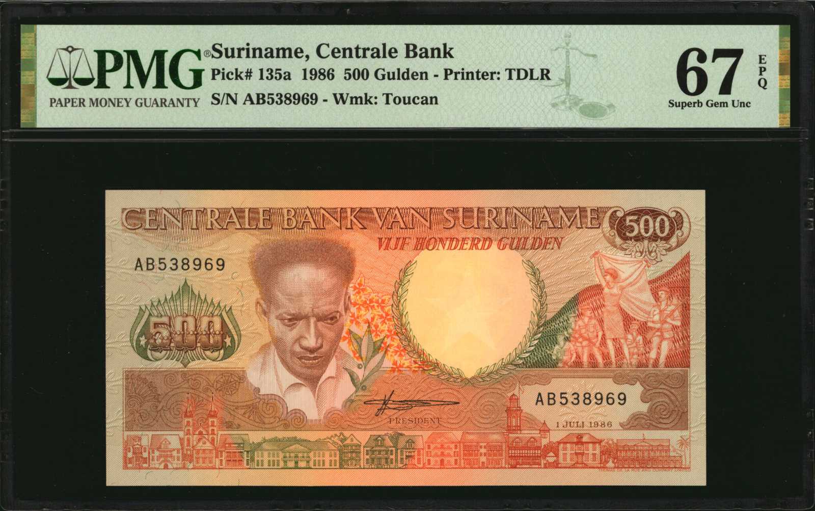 image for: Suriname  100 gulden (guilders)(B519a)