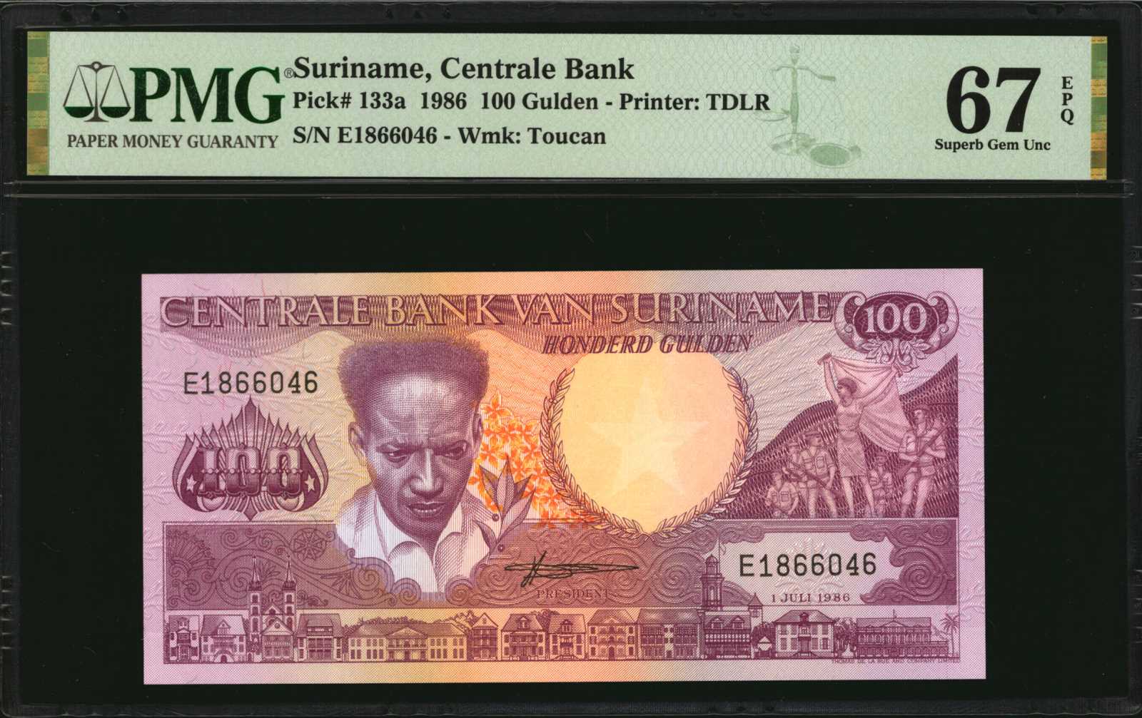 image for: Suriname  100 gulden (guilders)(B519b)