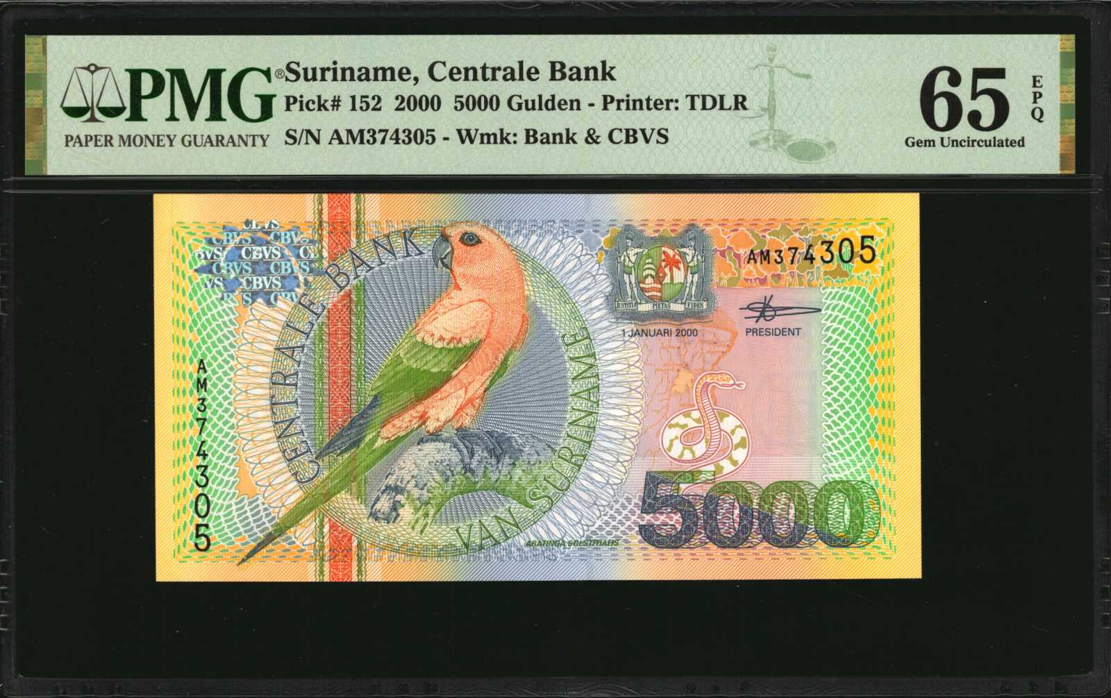 image for: Suriname  5 gulden (guilders)(B531az)