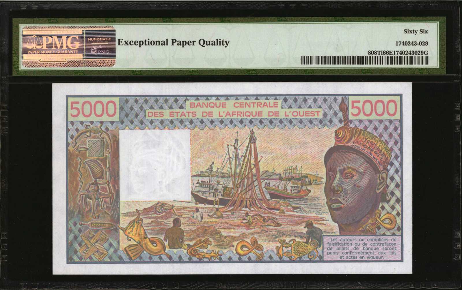 image for: West African States  5,000 francs (B113Tc)
