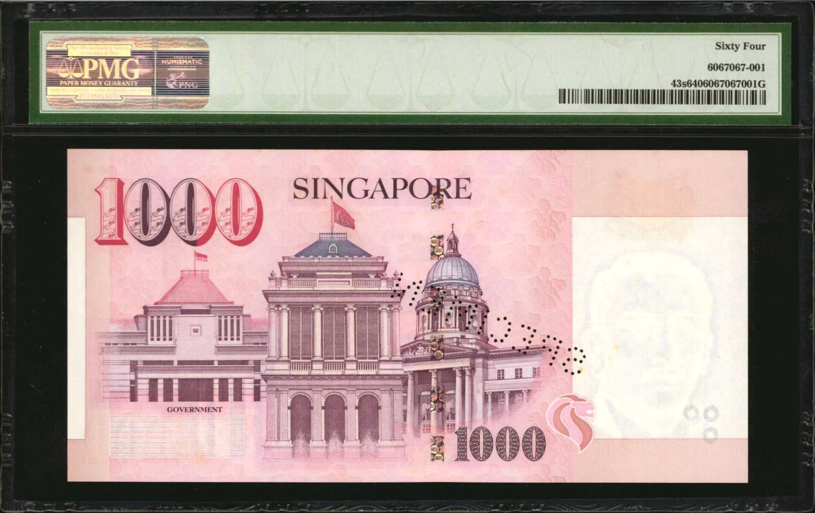 image for: Singapore  1,000 dollars (B137a)