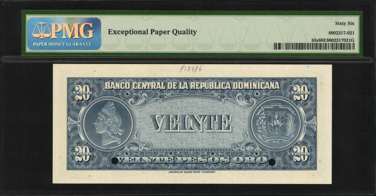 image for: Dominican Republic  20 pesos oro (B615bs)