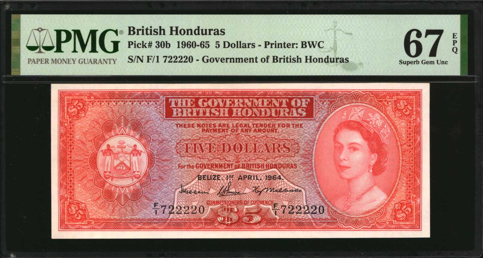  Horizontal SPECIMEN perf; dated 1ST NOVEMBER, 1961; all-zero s/n 