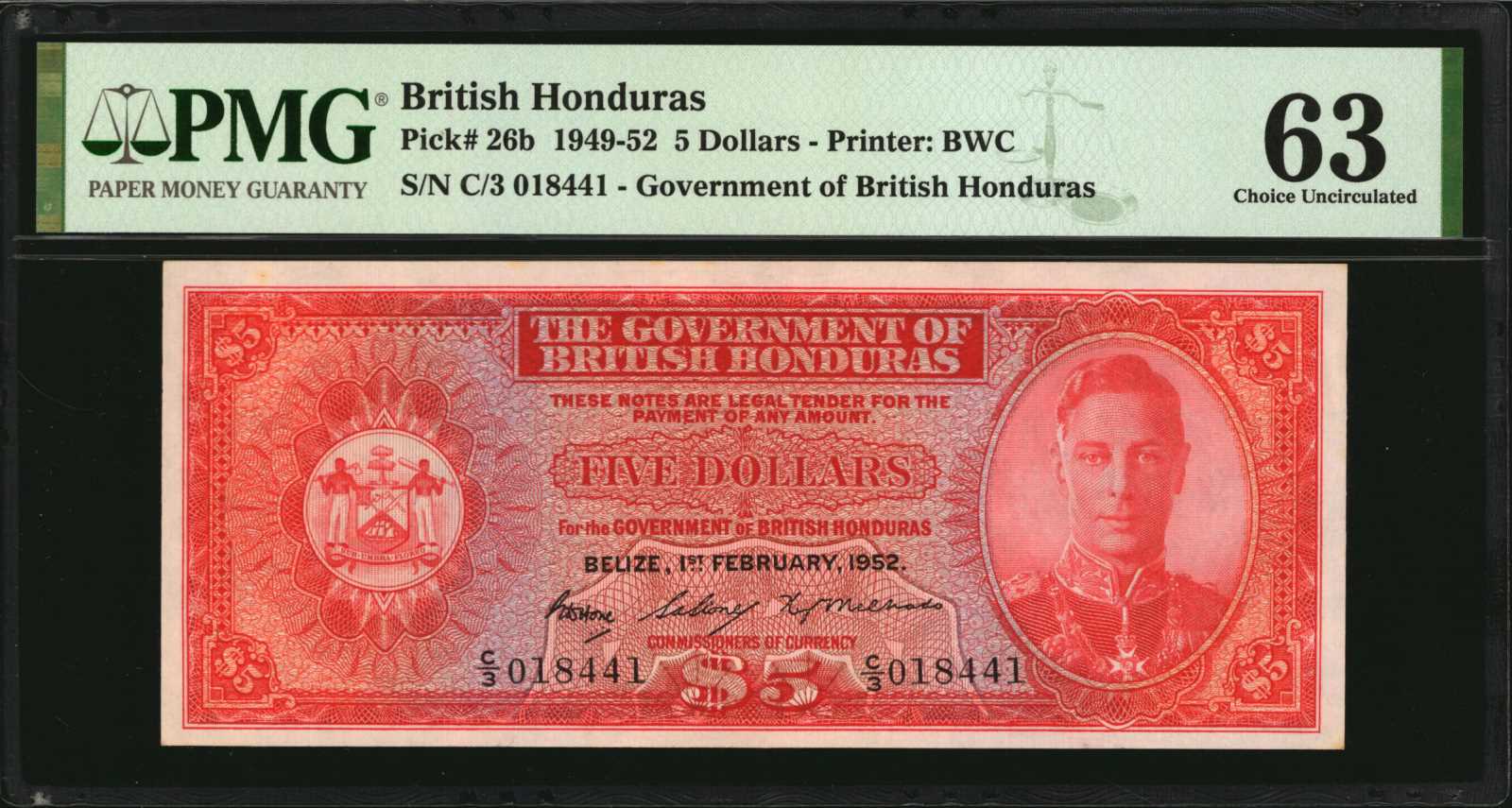 image for: British Honduras  5 dollars (B125a)