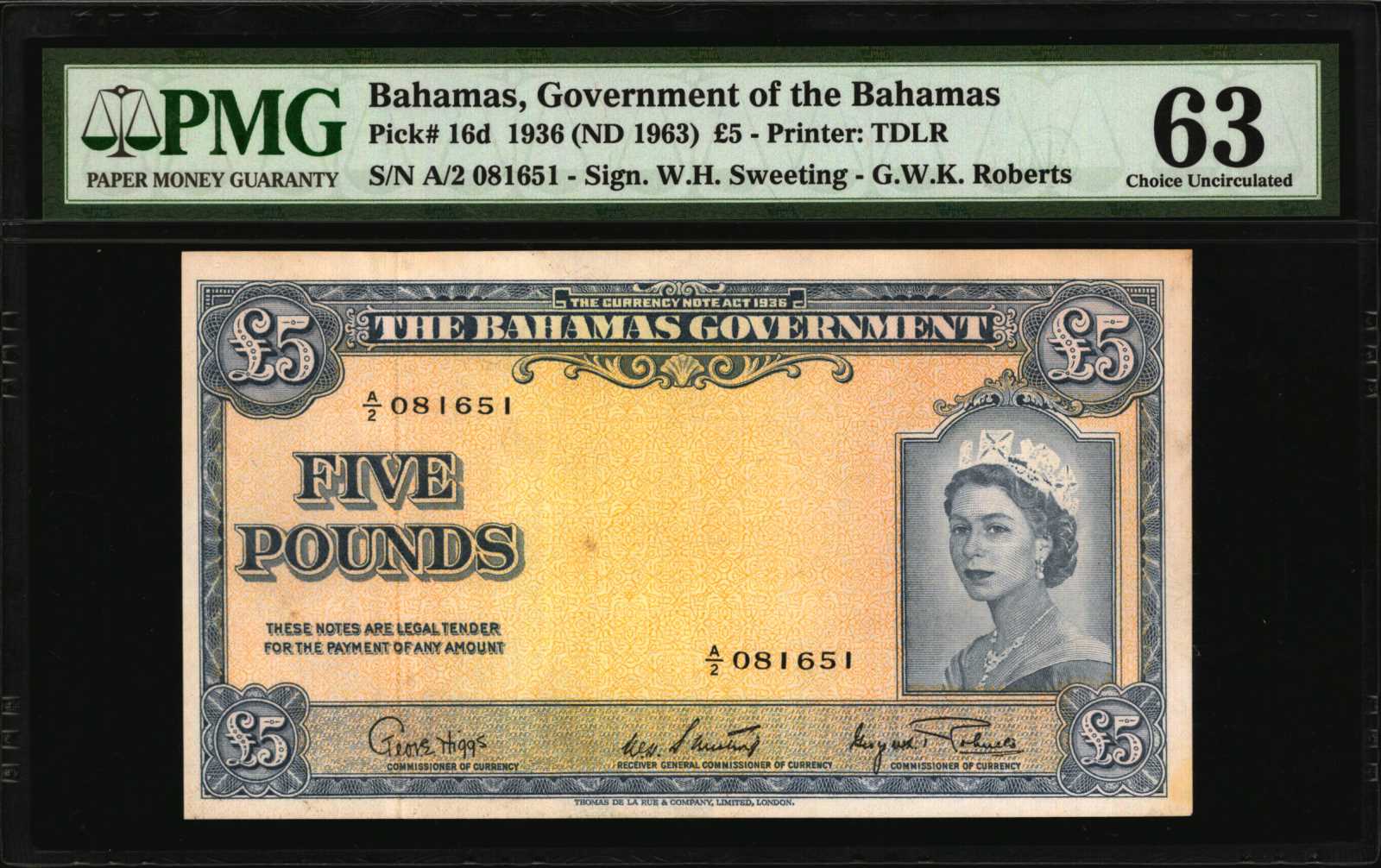 image for: Bahamas  5 pounds(B115a)