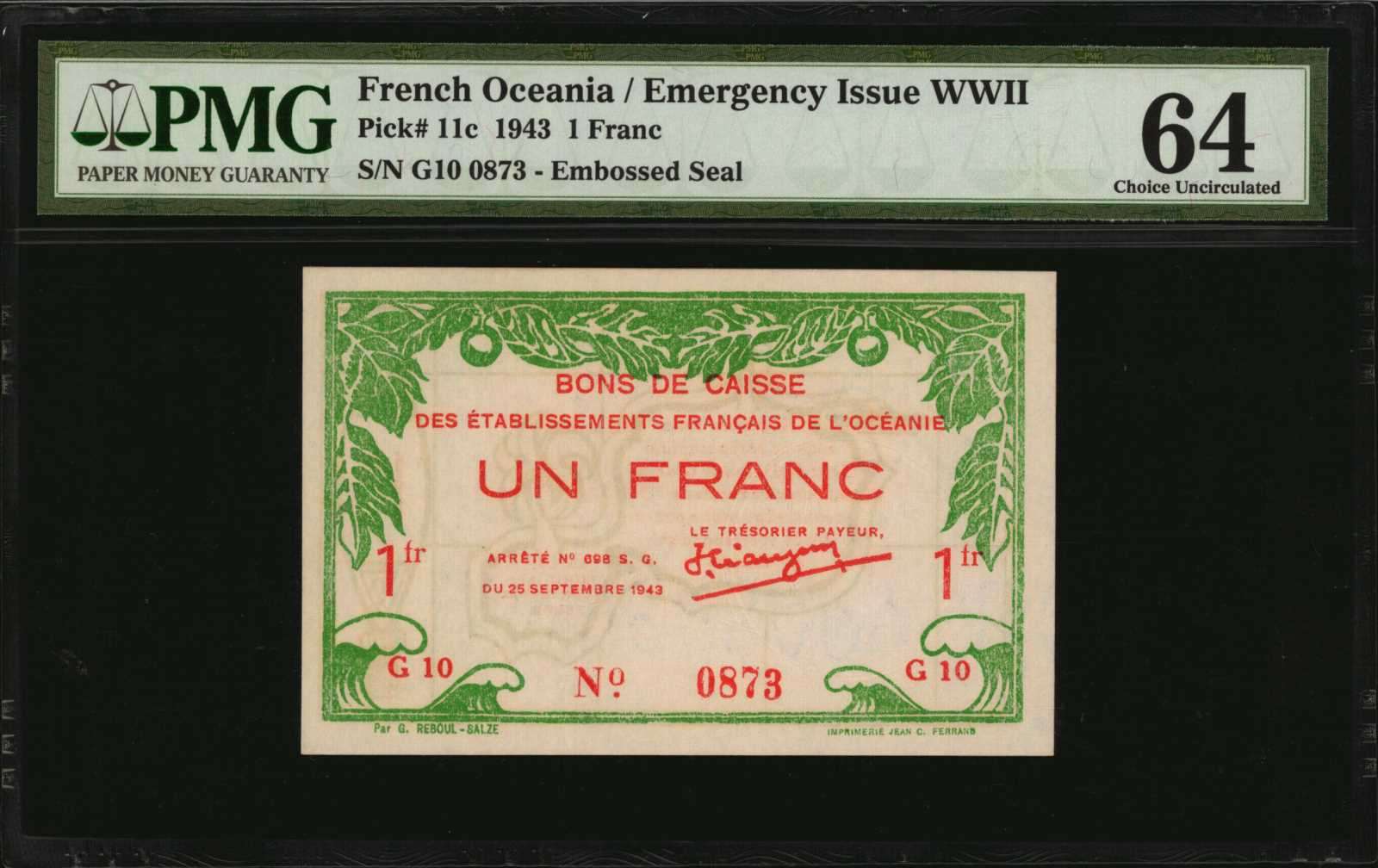 image for: French Oceania  5 francs(B307ds)