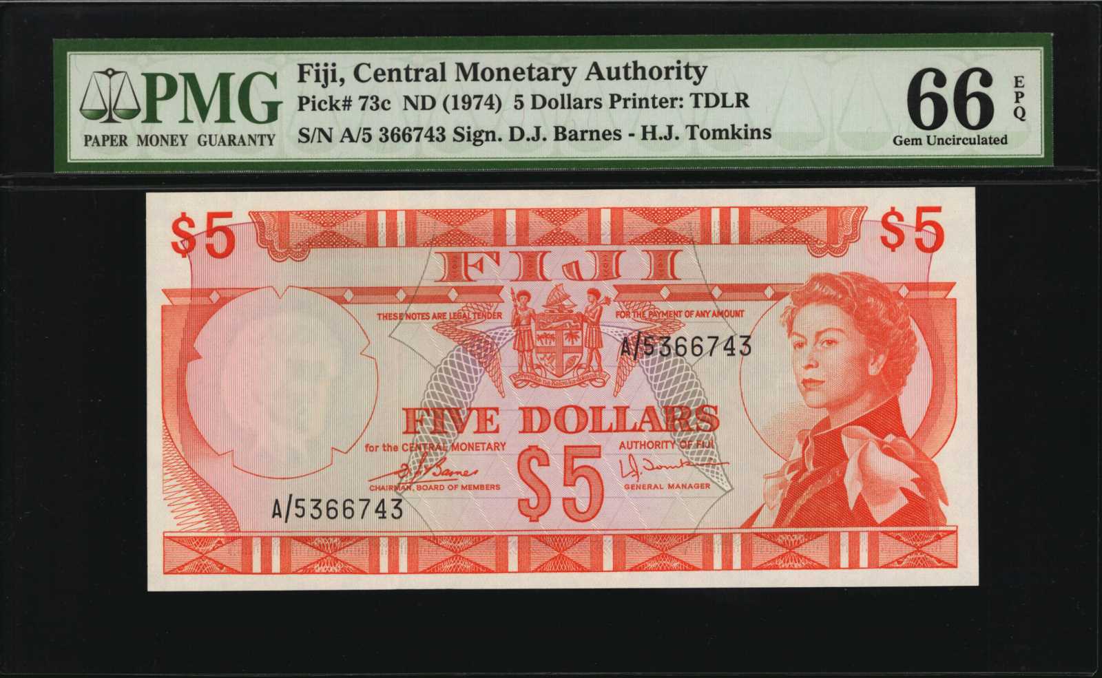 image for: Fiji  5 dollars (B404z)