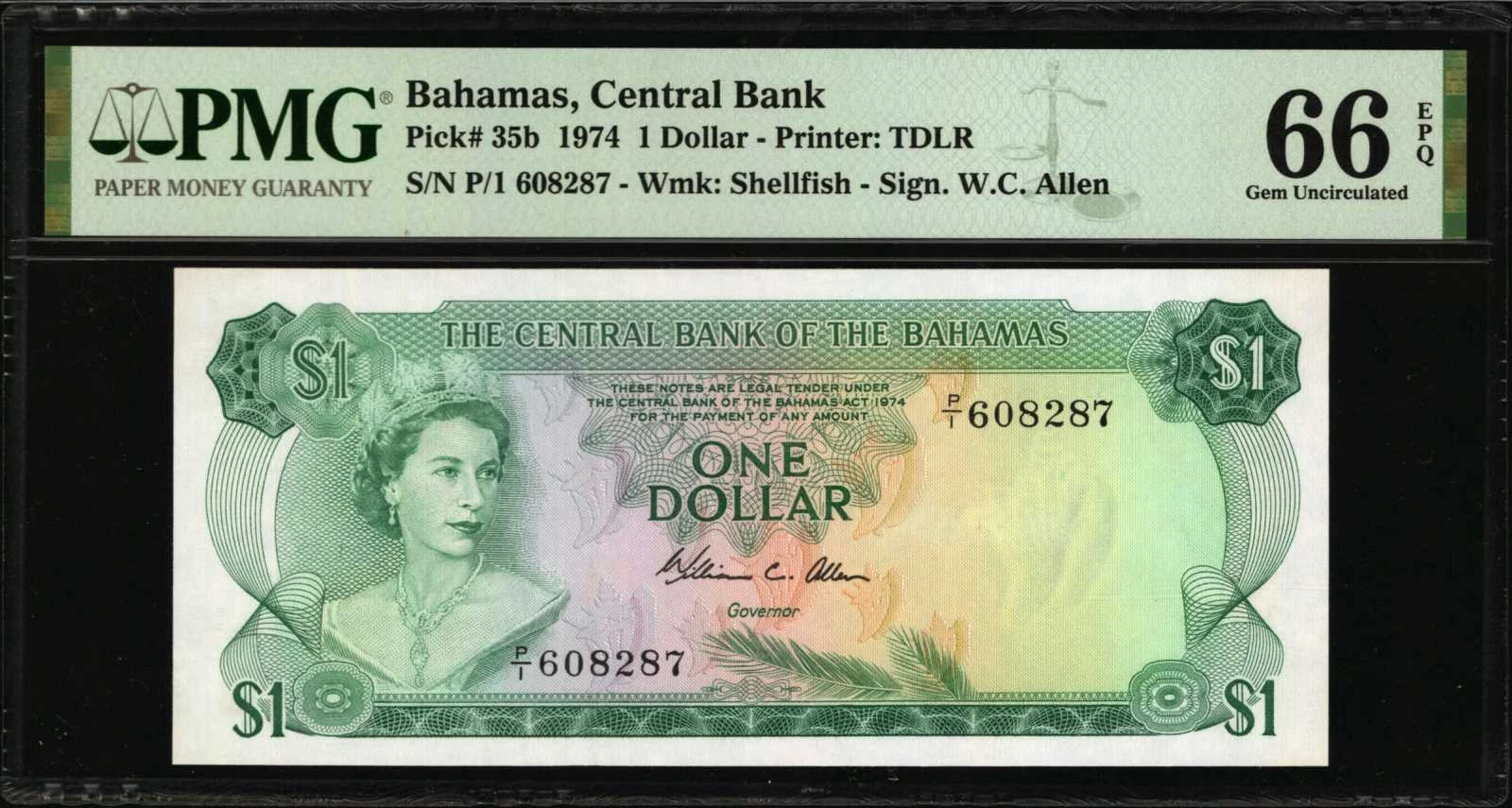 Bahamas 1 Dollar 1974 P#35a F