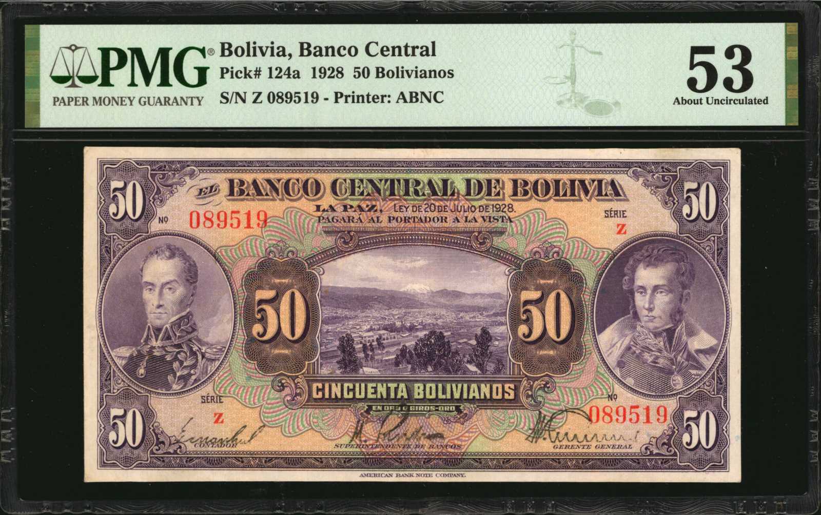 image for: Bolivia  50 bolivianos = 5 bol?vares(B312a)
