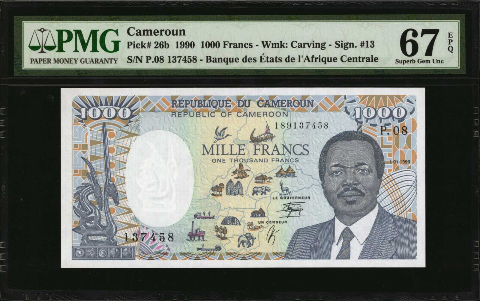 image for: Cameroon  1,000 francs(B412d)