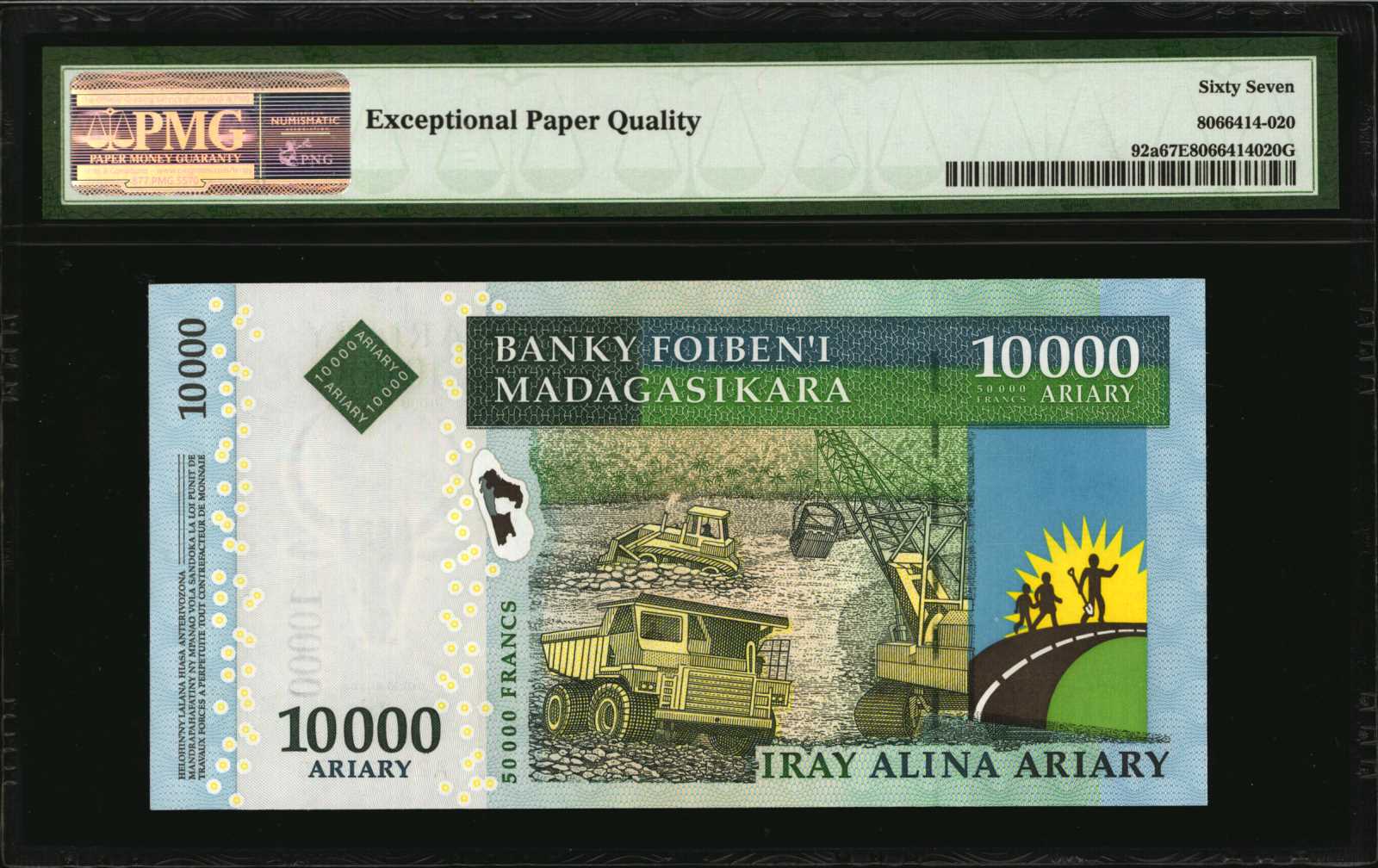 image for: Madagascar  10,000 ariary = 50,000 francs (B326a)