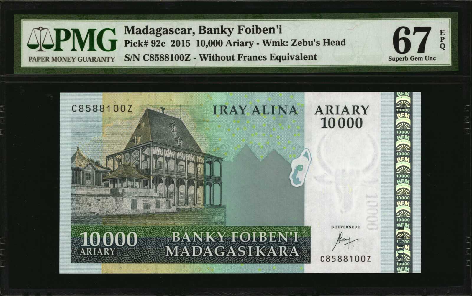 image for: Madagascar  10,000 ariary = 50,000 francs (B326a)