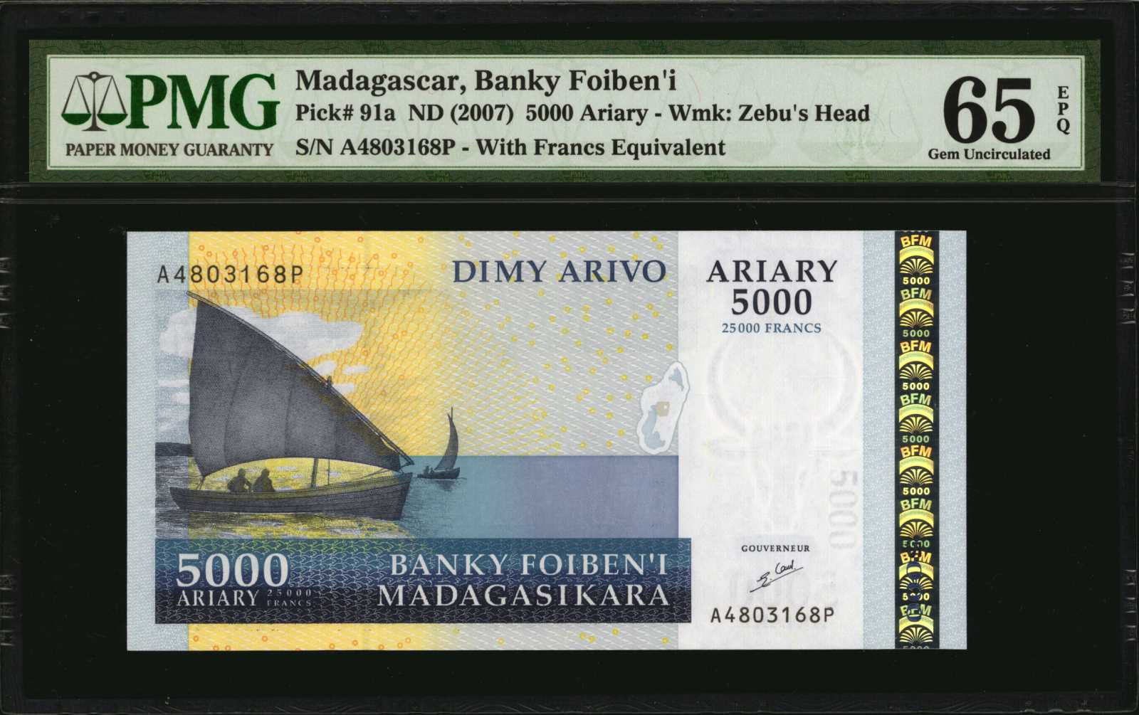image for: Madagascar  10,000 ariary = 50,000 francs (B326a)