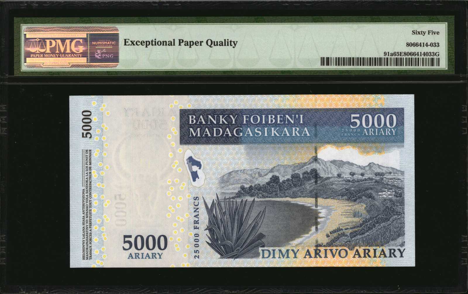 image for: Madagascar  10,000 ariary = 50,000 francs (B326a)