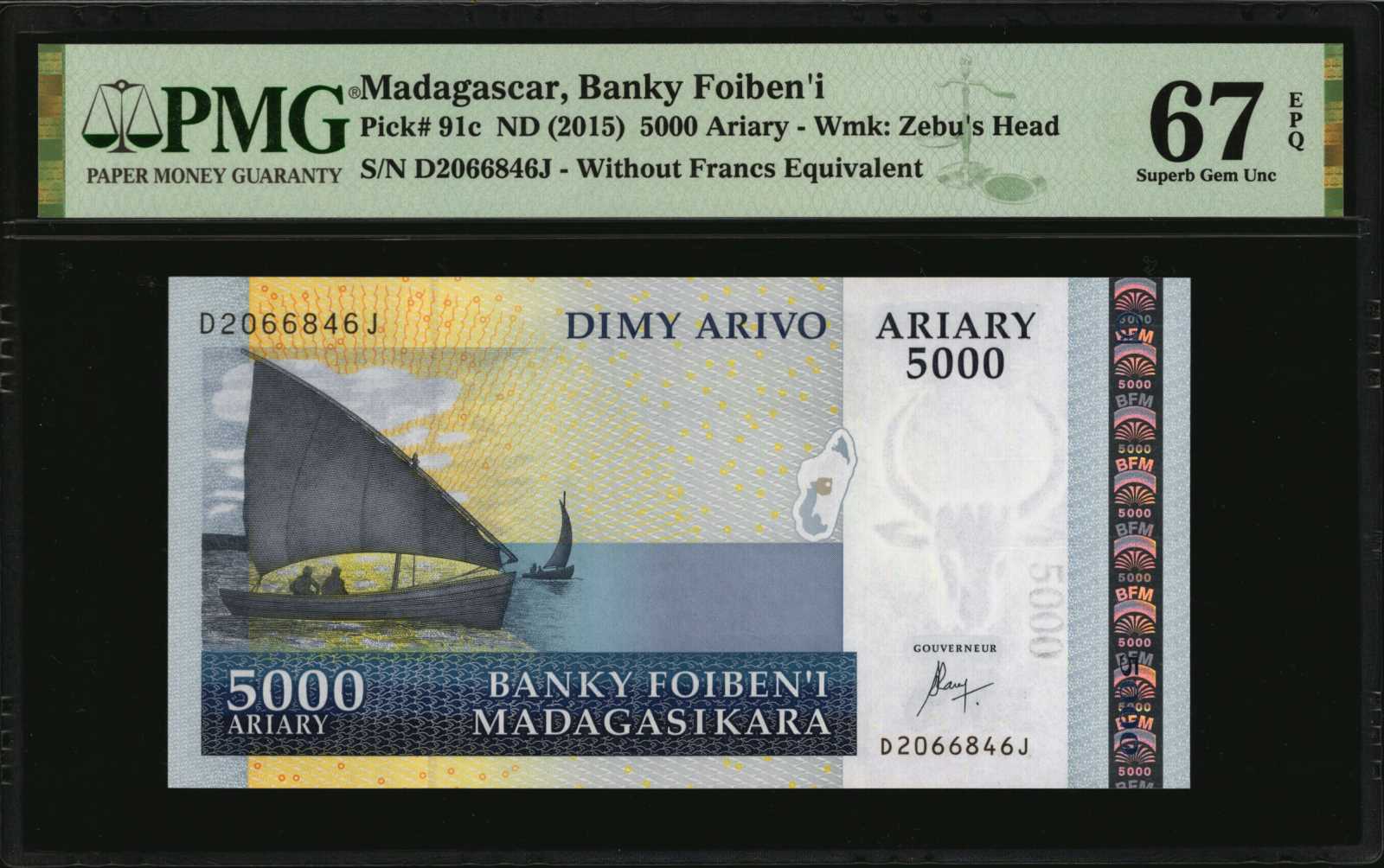 image for: Madagascar  10,000 ariary = 50,000 francs (B326a)