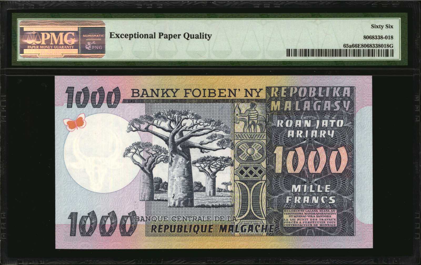 image for: Malagasy Republic  100 francs = roapolo (B202as1)