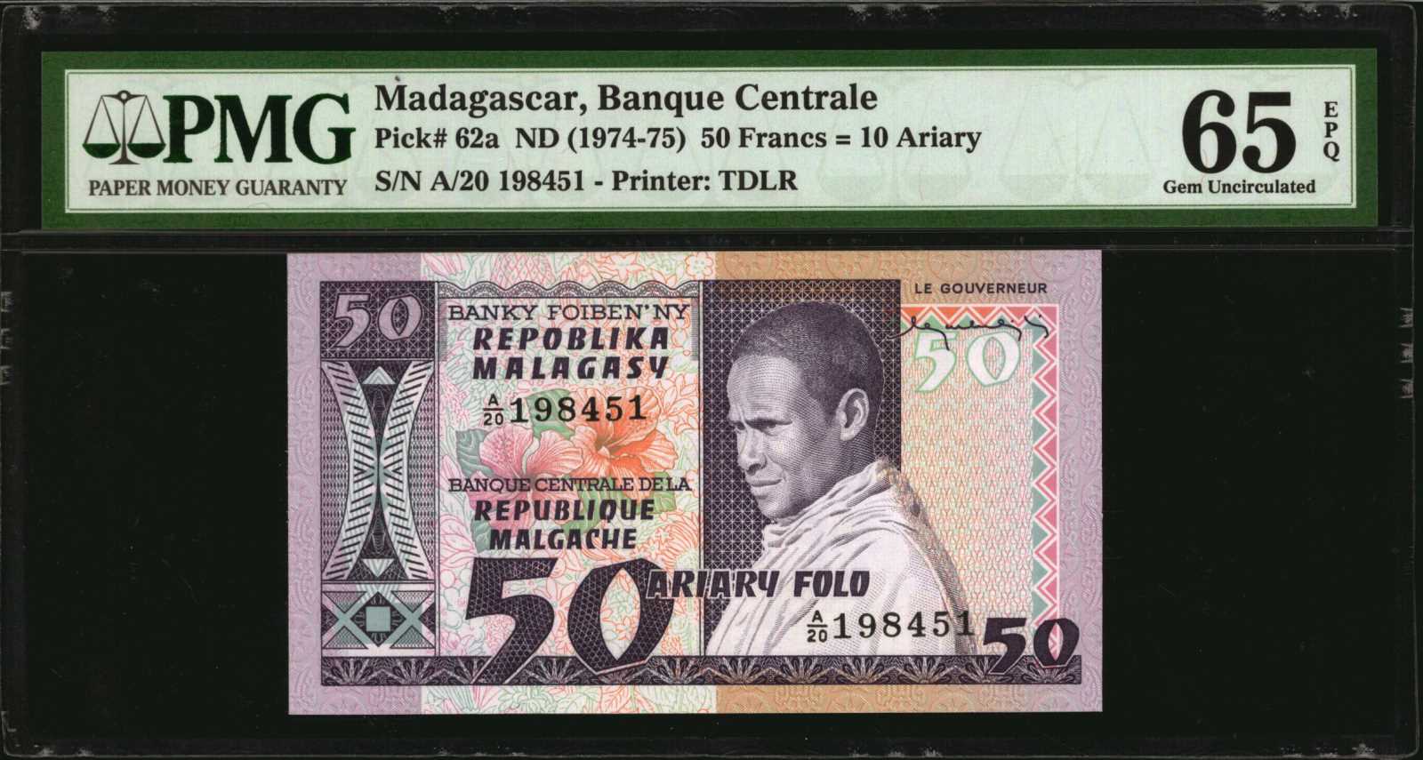 image for: Malagasy Republic  100 francs = roapolo (B202as1)