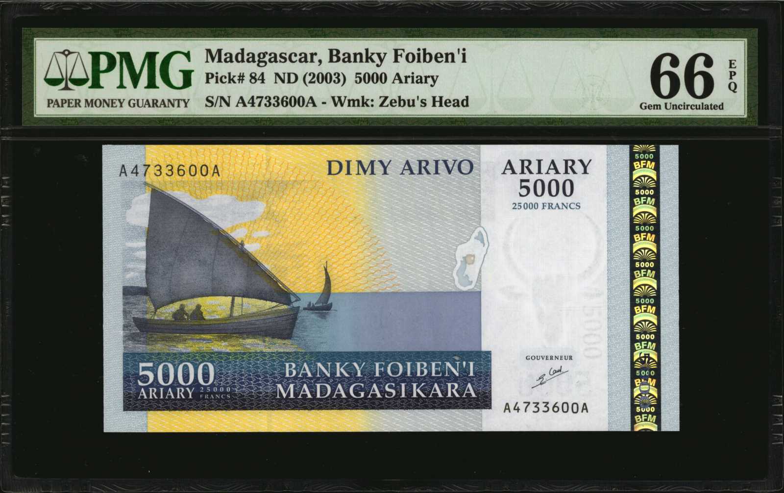 image for: Madagascar  5,000 ariary = 25,000 francs (B318as)