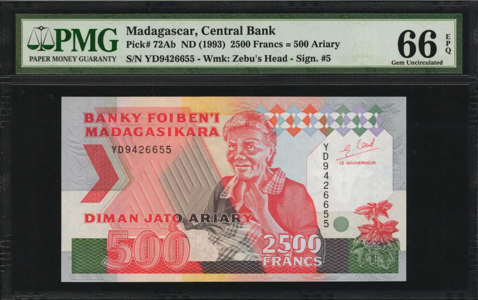 image for: Madagascar  5,000 francs = arivo (1,000) ariary(B307bz)