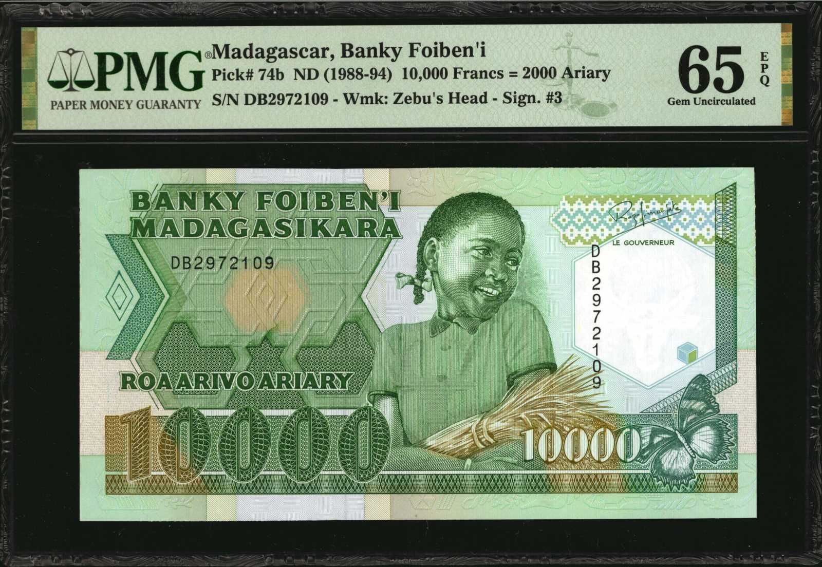 image for: Madagascar  5,000 francs = arivo (1,000) ariary(B307as)