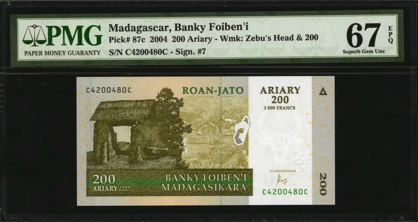 image for: Madagascar  1,000 ariary = 5,000 francs (B323b)