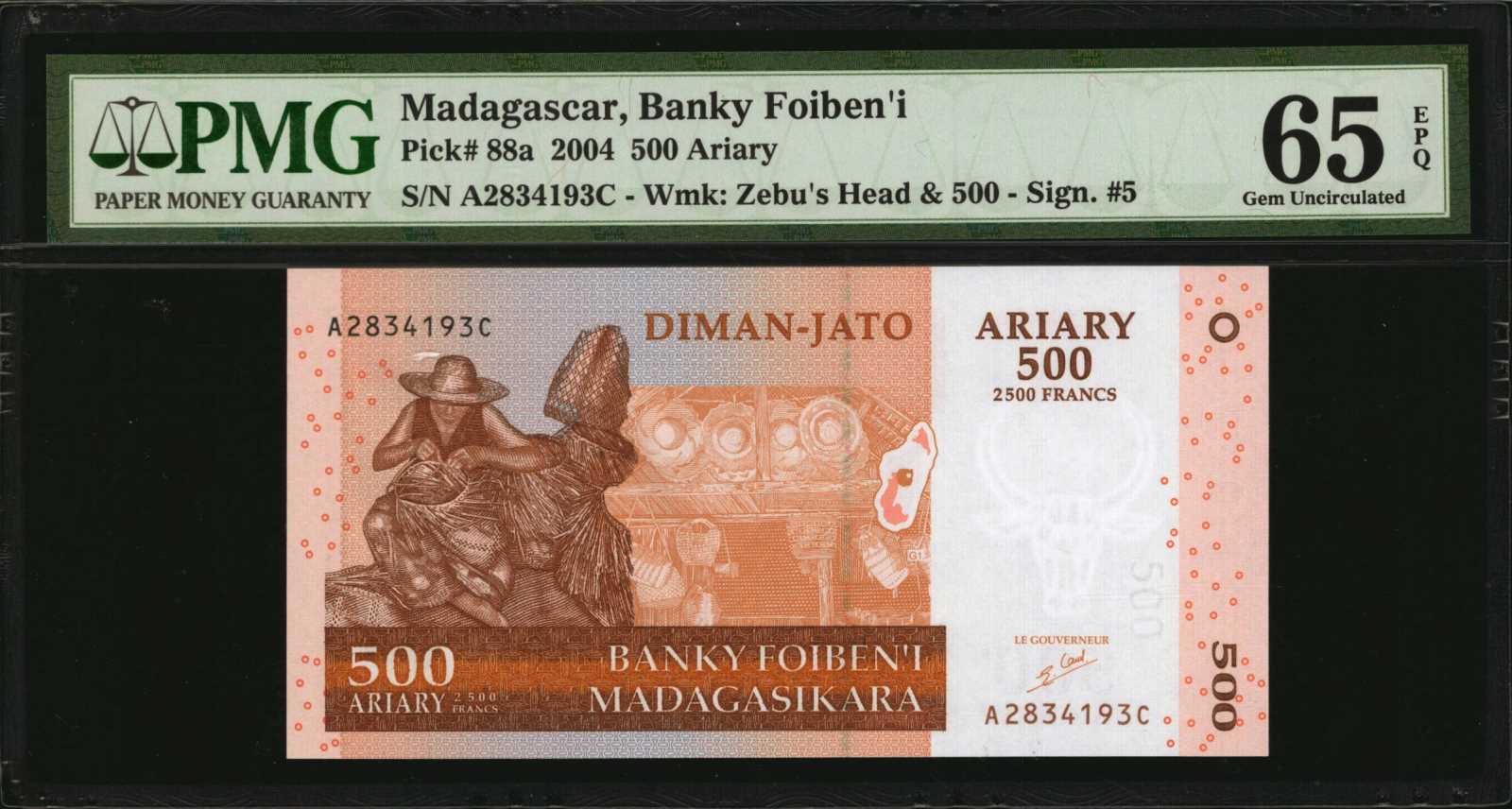 image for: Madagascar  1,000 ariary = 5,000 francs (B323b)