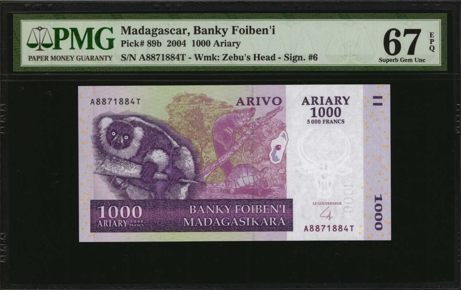 image for: Madagascar  1,000 ariary = 5,000 francs (B323z)