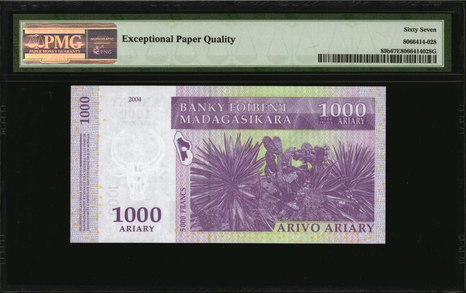 image for: Madagascar  1,000 ariary = 5,000 francs (B323z)