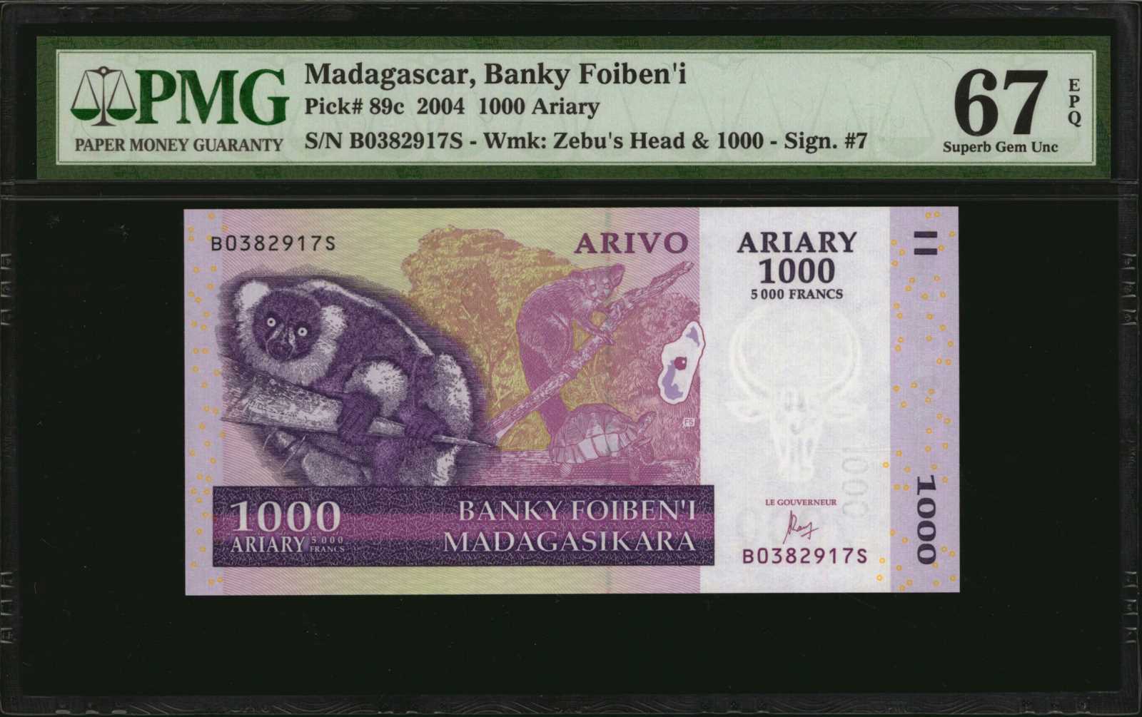 image for: Madagascar  1,000 ariary = 5,000 francs (B323b)