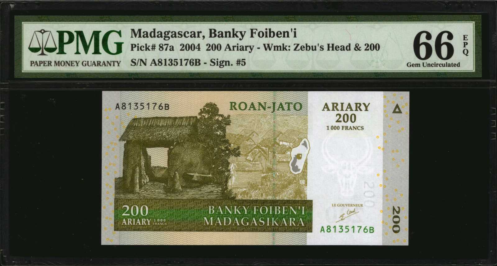image for: Madagascar  1,000 ariary = 5,000 francs (B323z)