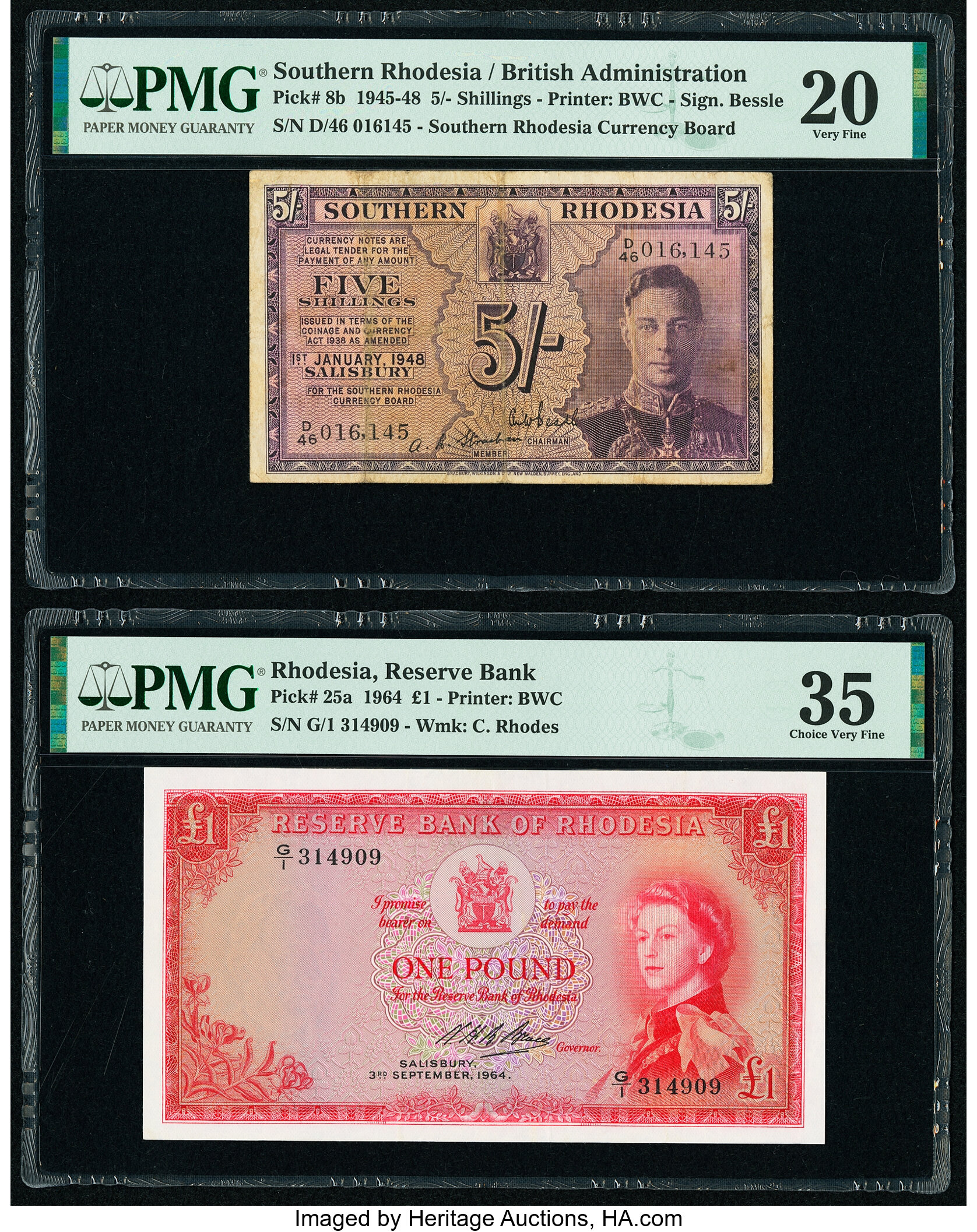image for: Southern Rhodesia  5 shillings (B102a3s)