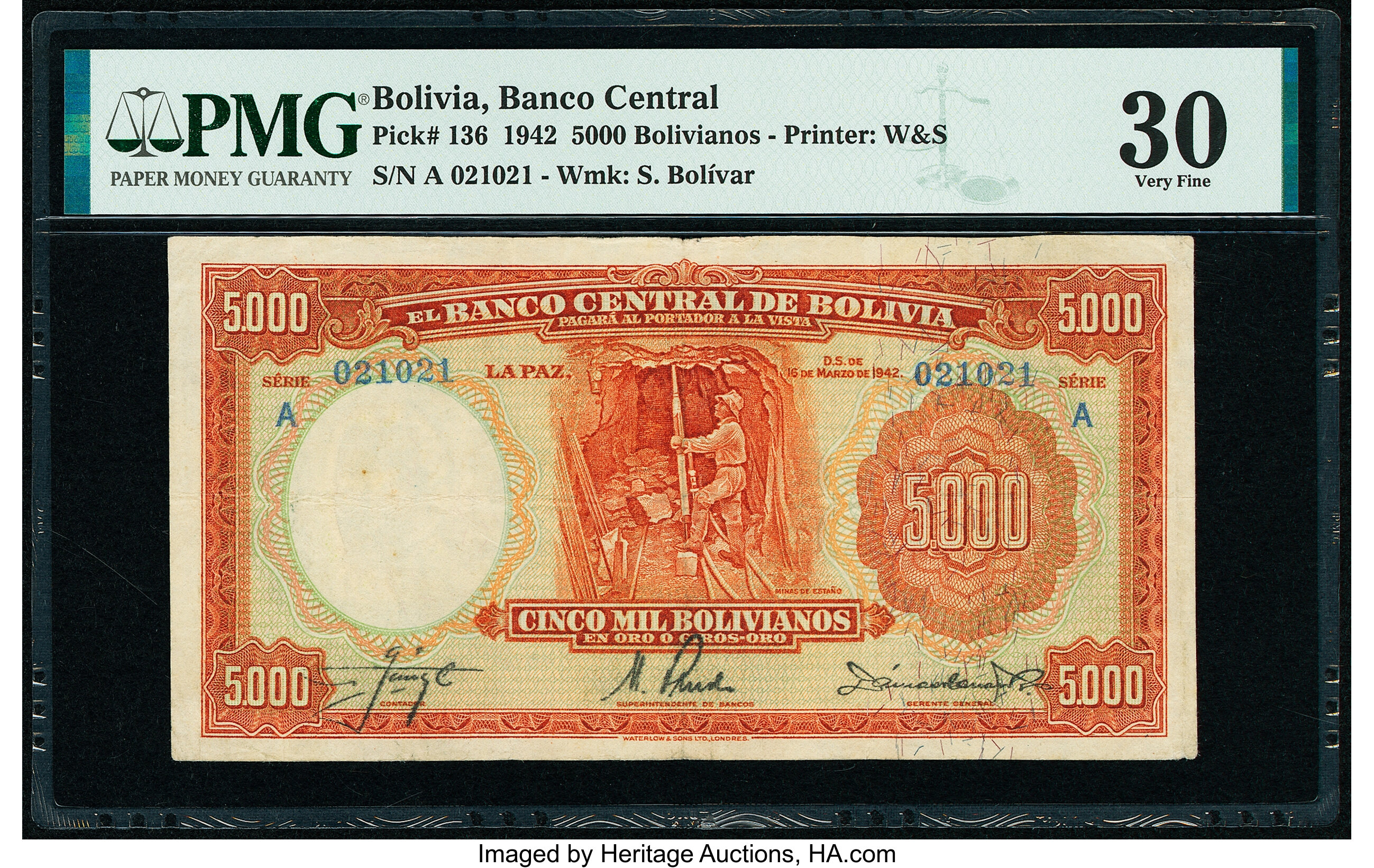 image for: Bolivia  5,000 bolivianos = 500 bol?vares(B325d)