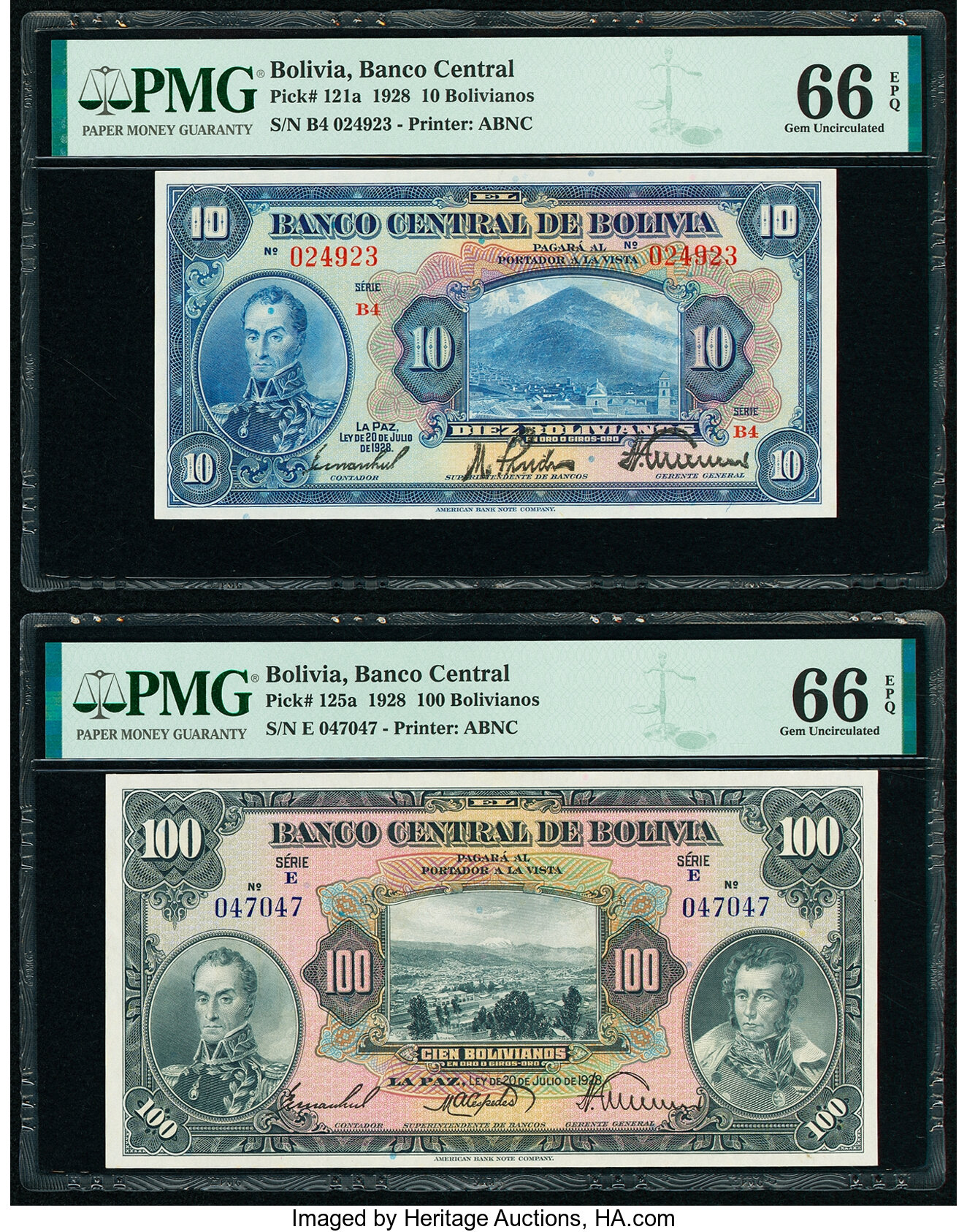 image for: Bolivia  10 bolivianos = 1 bolivar(B309e)