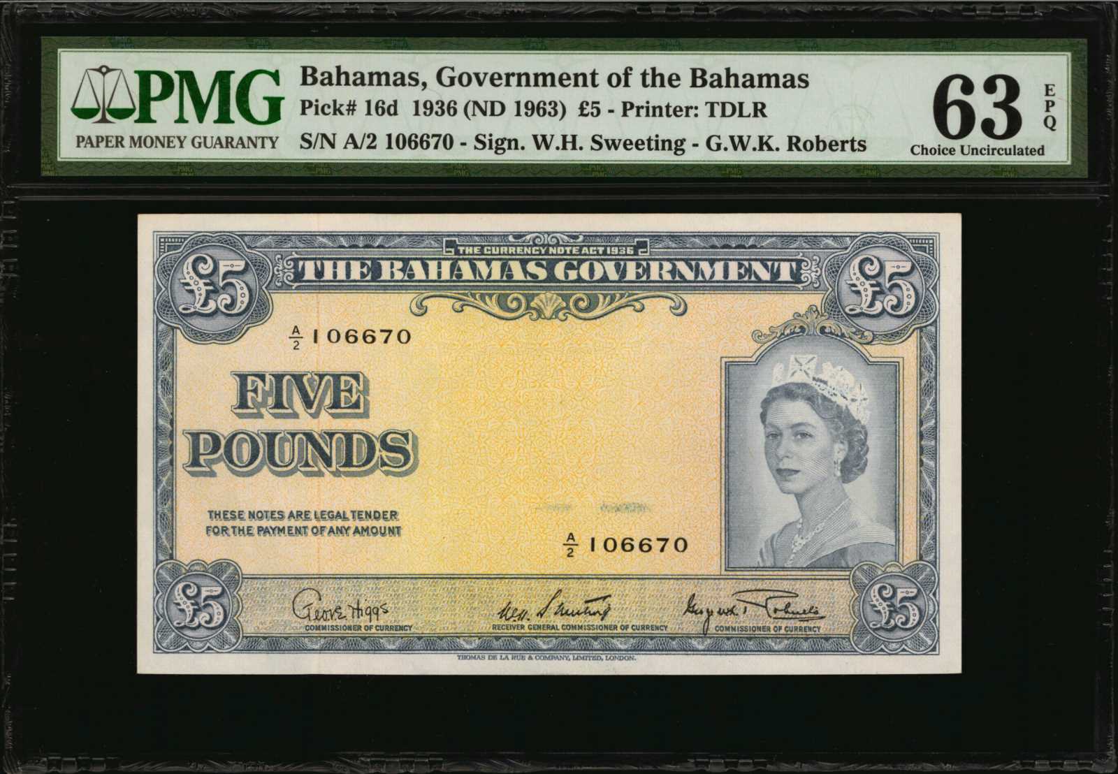 image for: Bahamas  5 pounds(B115c)