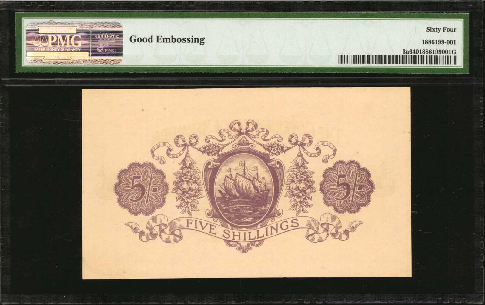 image for: Bermuda  5 shillings(B103b)