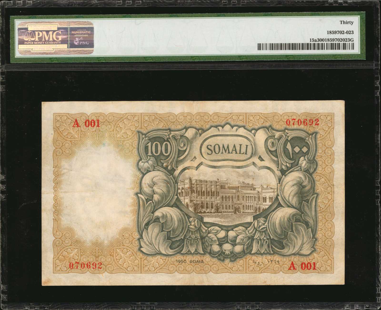 image for: Italian Somaliland  100 somali(B305b)