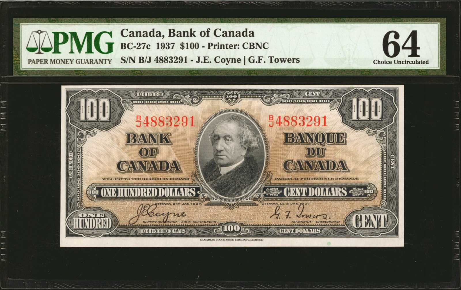 image for: Canada  100 dollars (B327a)