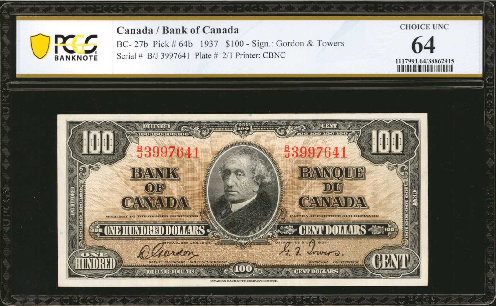 image for: Canada  100 dollars (B327a)