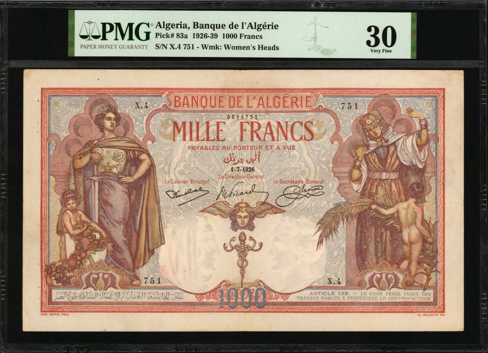 image for: Algeria  1,000 francs(B129as1)