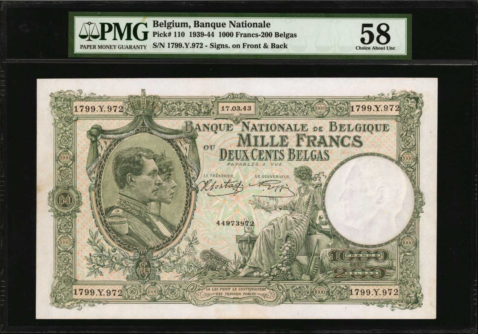 image for: Belgium  1,000 francs / 200 belgas (B566a)
