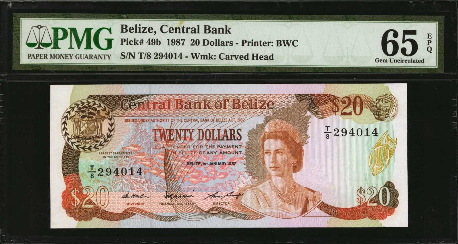 image for: Belize  20 dollars (B307b)