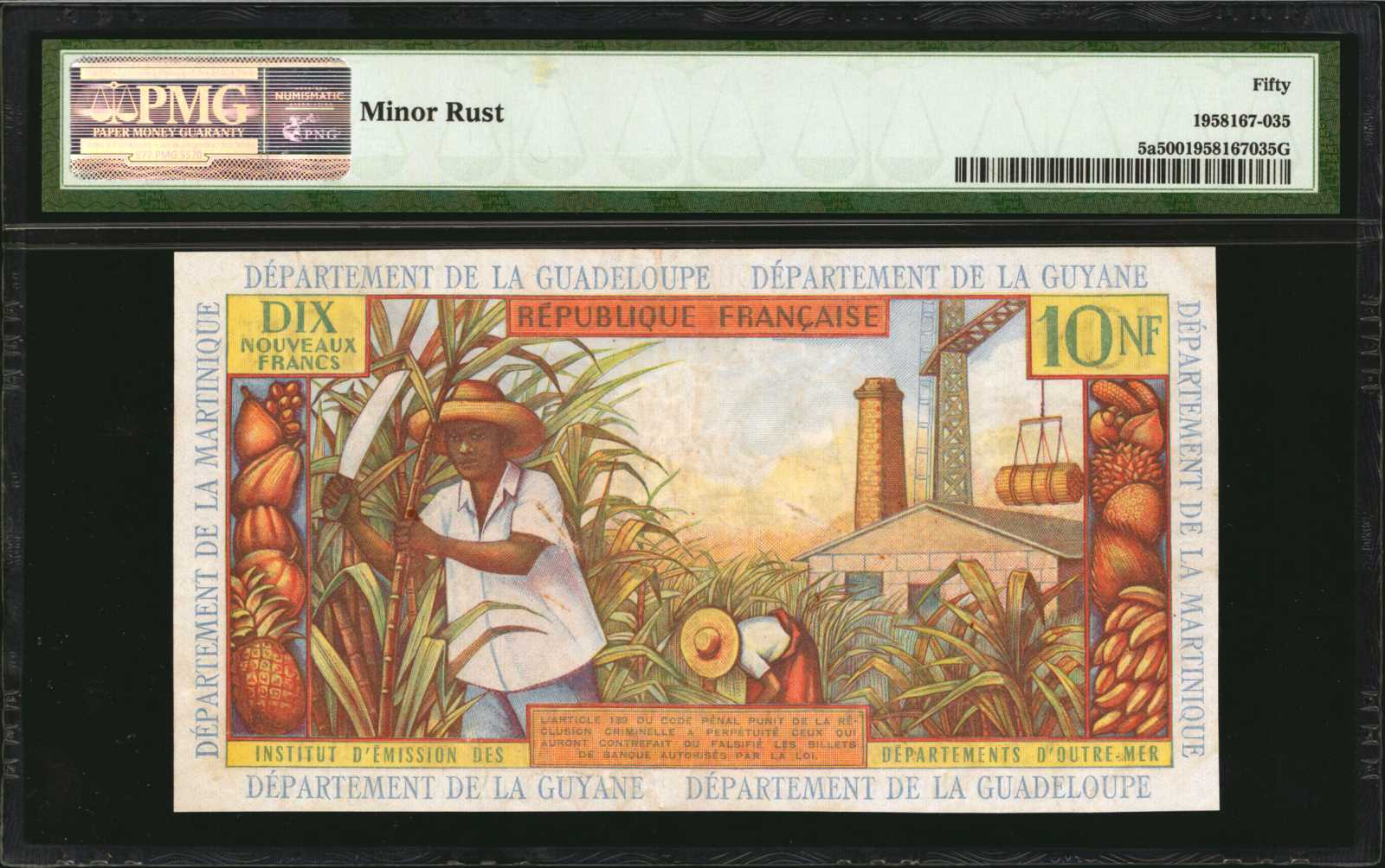 image for: French Antilles  10 nouveaux francs (B105a)