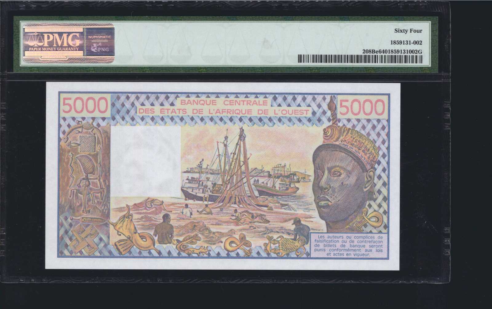 image for: West African States  5,000 francs (B113Be)