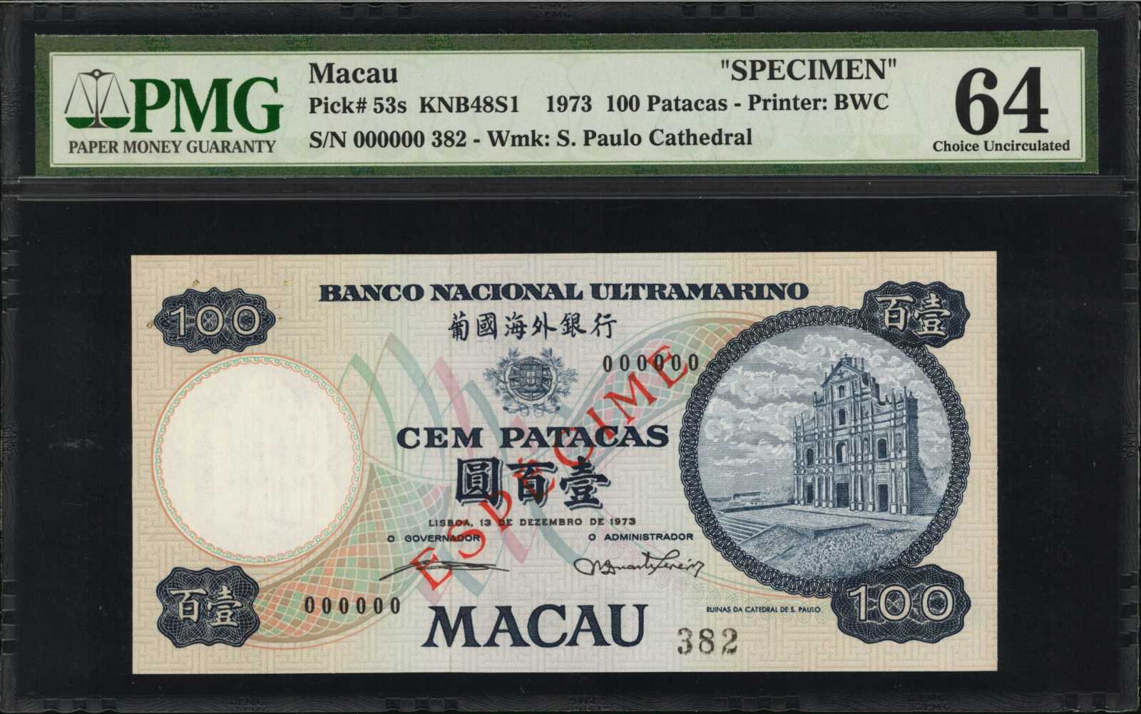 image for: Macau  100 patacas (B054c)